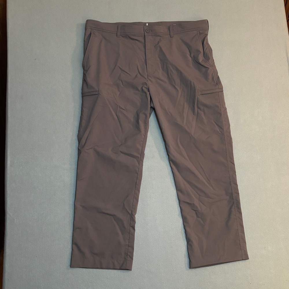 Solaris Mens Performance Utility Pants 42x30 Gray Stretch Hiking Travel Trousers